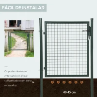 HOMCOM Porta para Vedação de Jardim de Aço com Maçaneta de Fechadura e 3 Chaves Porta de Vedação para Exterior Pátio Terraço 97x150cm Verde(m-5)