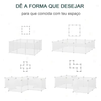 PawHut Recinto para Pequenos Animais Modular de Metal com 12 Painéis e 24 Conectores para Coelhos Porquinhos da Índia 105x105x45 cm Branco(m-7)
