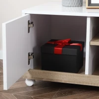 HOMCOM Mueble para TV Televisión de 42 Pulgadas Mesa de Salón Moderno Móvil con 4 Ruedas Estante Ajustable y Armario Amplio Espacio 80x45x39,5 cm Blanco(m-5)