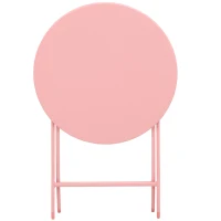 Outsunny Set Tavolo e Sedie da Giardino Pieghevoli in Metallo, Set 3 Pezzi, Rosa(m-8)