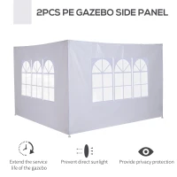 Outsunny Gazebo Side Panels with Window for 3x3(m) or 3x6m Gazebo Canopy, 2 Pack Sides Replacement, White(m-4)