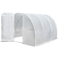Outsunny Walk-in Polytunnel Greenhouse Garden Planting Shed Clear PE Cover 25mm Diameter Galvanised Steel Frame, 3L x 3W x 2Hm(m-11)