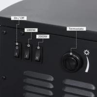 HOMCOM Camino Elettrico con Fiamma Realistica e Temperatura Regolabile, Riscalda 20-25㎡, Acciaio Nero e Vetro Temperato(m-6)