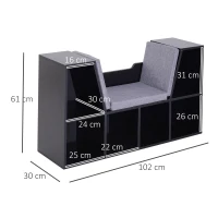 HOMCOM Estantería Librería con Asiento 6 Cubo Librería Original Infantil Zapatero con Cojín Estante con Banco Multiusos 102x30x61cm(m-3)