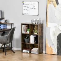 HOMCOM Estantería para Libros Estantes de Madera de 3 Niveles con 6 Compartimentos de Almacenaje para Sala de Estar Dormitorio Oficina 65,5x30x97,5 cm Roble(m-2)