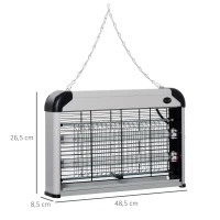 Outsunny Lámpara Anti-mosquitos Lámpara Matamoscas Eléctrica Lámpara Anti-insectos 20W Área 60m² Seguro y Eficaz con Luz UV para Exterior e interior(m-3)