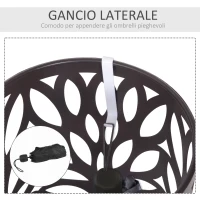 HOMCOM Portaombrelli Design Moderno con 2 Ganci e Salvagoccia, Metallo, Marrone, Φ19,5x50 cm(m-6)