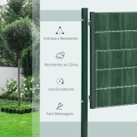 HOMCOM Porta de Vedação de Jardim Aço com Tecido Opaco Maçaneta de Fechadura 3 3 Chaves Porta de Vedação para Exterior Pátio Terraço 97x150cm Verde(m-4)