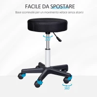 HomCom Sgabello Girevole in Tessuto di Maglia Altezza Regolabile, nero/rosso/bianco(m-6)