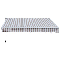 Outsunny Tenda da Sole per Esterno Regolazione con Manovella, 295x245cm, Beige e Bianco(m-4)