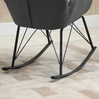 HOMCOM Sedia a Dondolo Moderna Imbottita in Metallo e Tessuto per Soggiorno e Salotto, 65x80x88cm, Grigio(m-9)