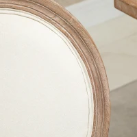 HOMCOM Set 2 Sedie per Soggiorno o Sala da Pranzo Stile Classico Rétro in Legno e Lino con Schienale Medaglione Bianco Avorio(m-7)