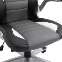 HOMCOM Sedia da Gaming Altezza Regolabile, Sedia da Ufficio Ergonomica Girevole con Dondolamento, 65x69x112-12cm Grigio(m-9)