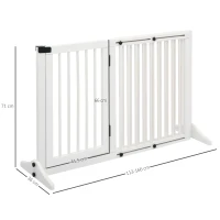 PawHut Dog Gate Freestanding Pine Wood Lockable White(m-3)
