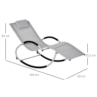 Outsunny fotel bujany ogród krzesło bujane z zagłówkiem huśtawka fotel ogrodowy metal siatka kolor jasnoszary 65 x 144 x 83 cm | Aosom(m-3)