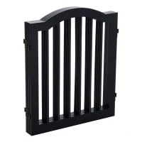 PawHut Wooden Foldable Dog Gate Panel Pet Fence Freestanding Safety Barrier for the House, Doorway, Stairs (Black)(m-7)