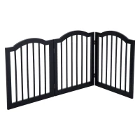 PawHut Wooden Foldable Dog Gate Panel Pet Fence Freestanding Safety Barrier for the House, Doorway, Stairs (Black)(m-8)