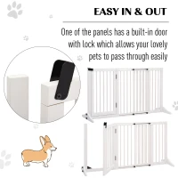 PawHut Dog Gate Freestanding Pine Wood Lockable White(m-6)