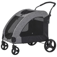 PawHut Medium Size Dog Stroller Pushchair Pet Trailer Dogs 4-Wheel Mesh Window Travel Stroller(m-11)