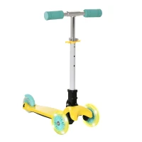 HOMCOM Monopattino Pieghevole e Regolabile con 3 Ruote Illuminate LED per Bambini 3-8 Anni - GIallo e Verde(m-1)