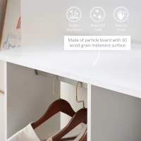 HOMCOM Open Wardrobe Double Mobile Storage Shelves Organizer W/6 Wheels-White(m-4)