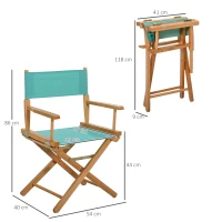 HOMCOM Beech Wooden Frame Directors Chair Foldable Oxford Fabric Seat Easy To Carry & Travel Green(m-3)