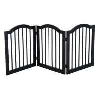 PawHut Wooden Foldable Dog Gate Panel Pet Fence Freestanding Safety Barrier for the House, Doorway, Stairs (Black)(m-1)