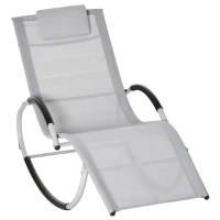 Outsunny fotel bujany ogród krzesło bujane z zagłówkiem huśtawka fotel ogrodowy metal siatka kolor jasnoszary 65 x 144 x 83 cm | Aosom(m-1)
