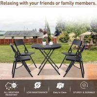 Outsunny 5 PCS Rattan Effect Folding Garden Patio Dining Set  4 Chairs & 1 Table Outdoor Furniture Set - Black(m-4)
