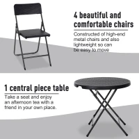 Outsunny 5 PCS Rattan Effect Folding Garden Patio Dining Set  4 Chairs & 1 Table Outdoor Furniture Set - Black(m-5)