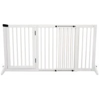 PawHut Dog Gate Freestanding Pine Wood Lockable White(m-8)