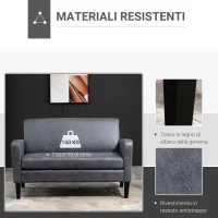 HOMCOM Divano 2 Posti con Rivestimento in Tessuto Tecnologico, Arredamento Moderno per Soggiorno e Ufficio, 122x72x74 cm, Grigio(m-6)