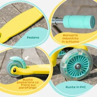 HOMCOM Monopattino Pieghevole e Regolabile con 3 Ruote Illuminate LED per Bambini 3-8 Anni - GIallo e Verde(m-9)