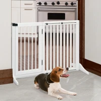 PawHut Dog Gate Freestanding Pine Wood Lockable White(m-10)