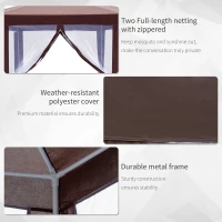 Outsunny Hexagonal Garden Gazebo Patio Party Outdoor Canopy Tent Sun Shelter with Mosquito Netting and Zipped Door, Brown(m-5)