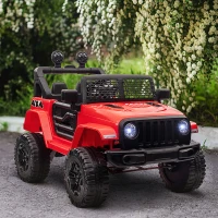 HOMCOM Kids Electric Ride On Car 12V Off Road Toy with Parental Remote Control 2 Motors Horn Lights Suspension Wheels for 3-6 Years Old Red(m-10)
