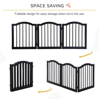PawHut Wooden Foldable Dog Gate Panel Pet Fence Freestanding Safety Barrier for the House, Doorway, Stairs (Black)(m-5)