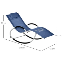 Outsunny tuinstoel met schommelfunctie, blauw, 65 x 144 x 83 cm(m-3)