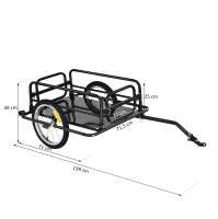 HOMCOM Przyczepka rowerowa 40 kg, Wózek transportowy, Czarny, Stal, 139 x 71,5 x 49 cm(m-3)