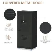 HOMCOM Modern 3-Tier File Cabinet, Storage Organizer with Metal Louvred Door for Living Room, Study, Playroom, Black(m-5)