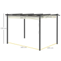 Outsunny 4 x 3(m) Aluminium Pergola with Retractable Roof, Garden Gazebo Canopy Shelter for Outdoor, Patio, Cream White(m-3)