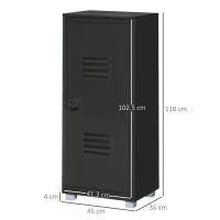 HOMCOM Modern 3-Tier File Cabinet, Storage Organizer with Metal Louvred Door for Living Room, Study, Playroom, Black(m-3)