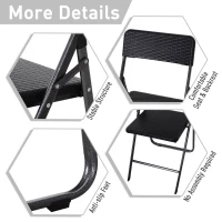 Outsunny 5 PCS Rattan Effect Folding Garden Patio Dining Set  4 Chairs & 1 Table Outdoor Furniture Set - Black(m-6)