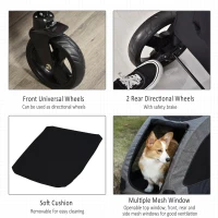 PawHut Medium Size Dog Stroller Pushchair Pet Trailer Dogs 4-Wheel Mesh Window Travel Stroller(m-7)