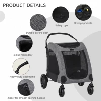 PawHut Medium Size Dog Stroller Pushchair Pet Trailer Dogs 4-Wheel Mesh Window Travel Stroller(m-5)