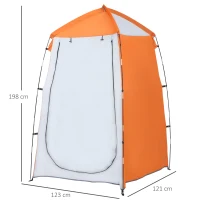 Outsunny Tenda de Duche Campismo Portátil UV+25 Tenda de Privacidade para Casa de Banho Trocador com Janela Bolso e Bolsa de Transporte 123x121x98cm Laranja(m-3)