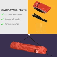 HOMCOM Plasa de Tenis si Badminton Portabila cu Inaltime Reglabila, Plasa de Volei cu Geanta de Transport, 510x102x107/120/155cm, Rosu si Negru(m-5)