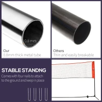 HOMCOM Plasa de Tenis si Badminton Portabila cu Inaltime Reglabila, Plasa de Volei cu Geanta de Transport, 510x102x107/120/155cm, Rosu si Negru(m-6)