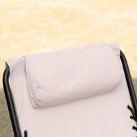 Outsunny Garden Rocking Chair Folding Outdoor Portable Zero Gravity Chair w/ Headrest-Beige(m-8)