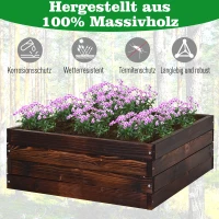 Outsunny verhoogd bed plantenbak groentebed kruidenbed massief hout donkerbruin(m-4)